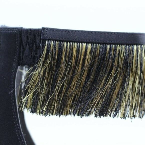 Donna Karan Val Black and Gold Fringe Heels - Picture 5 of 7
